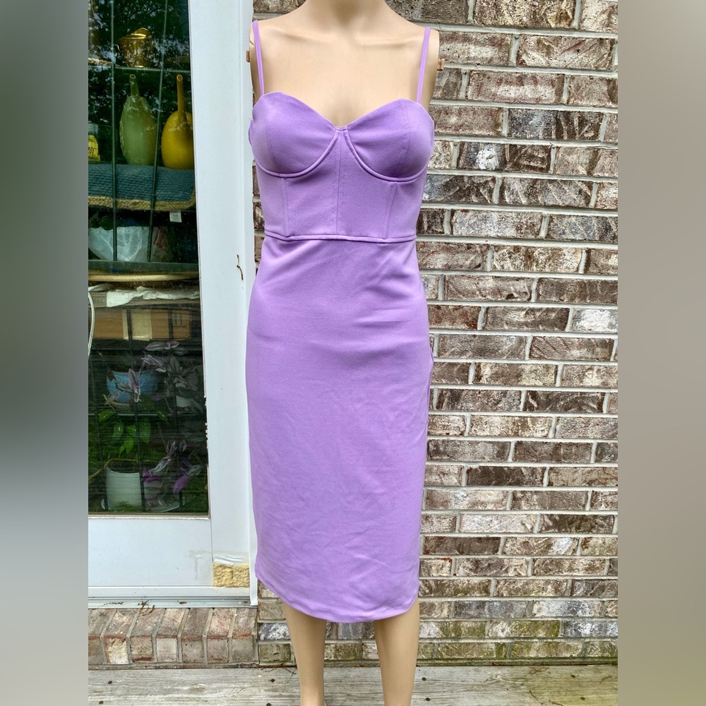 Zara Corset Style Lavender Light Purple Midi Bustier Dress - Picture 9 of 15